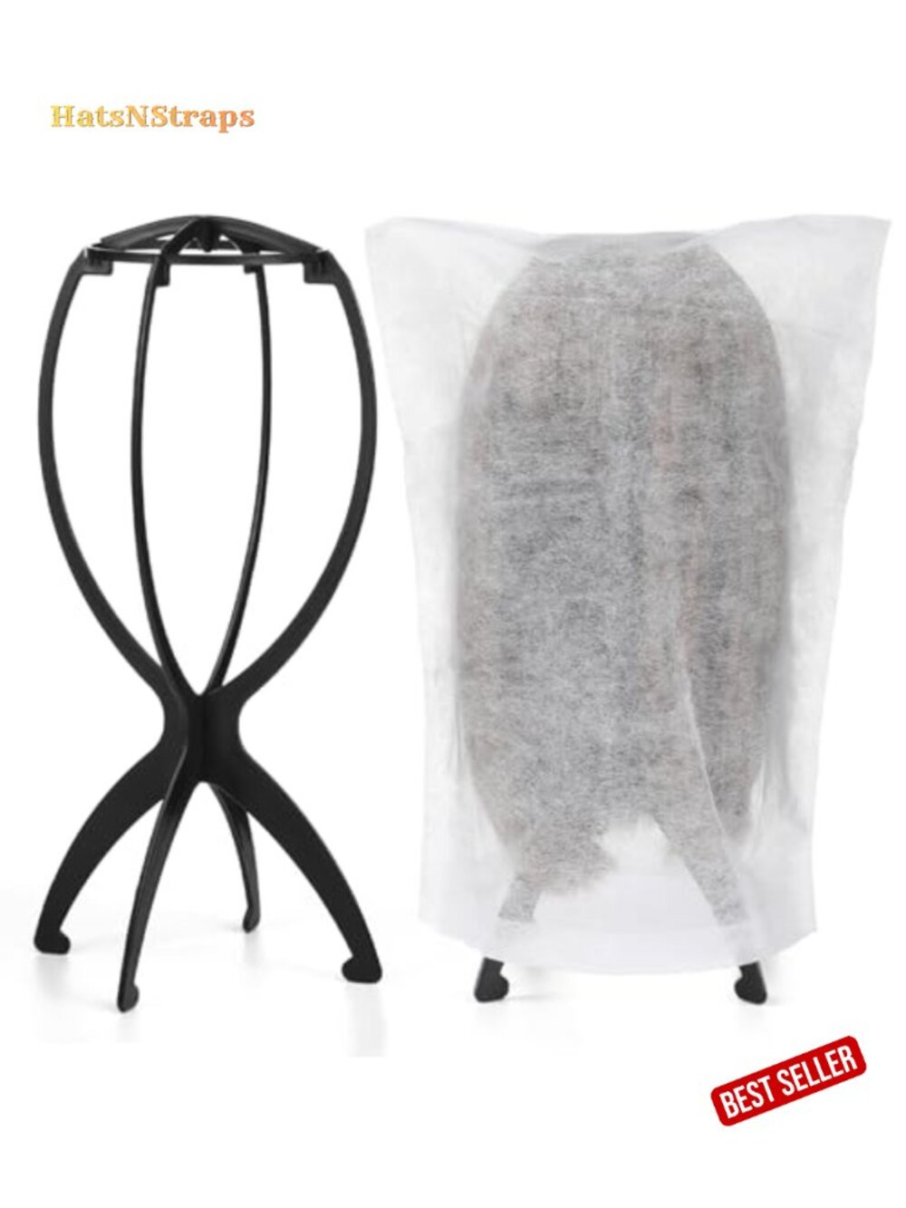 2 Pack Wig Stand Holder with Dust Bags for Salon Home Travel